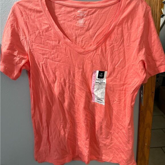 Member's Mark Ladies Essential Short Sleeve V-Neck Tee Pucker Pink NWT Size S - Picture 5 of 5